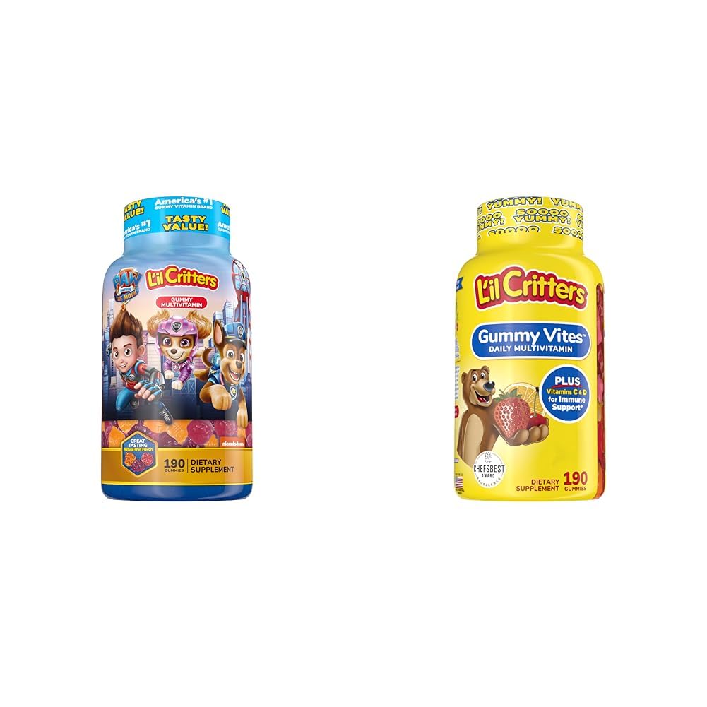 L'il Critters Paw Patrol & Gummy Vites Kids Multivitamiini Gummies, 190 Count Cherry, Maasikas, Orange, Ananassi ja Mustika Maitseained