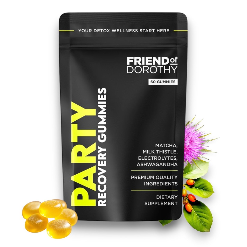 Party Recovery Gummies – Detox, Hydration & Energy Boost koos elektrolüütide & Matcha – Vähendage aju udu ja tugi meeleolu – 60 Gummies per Pack