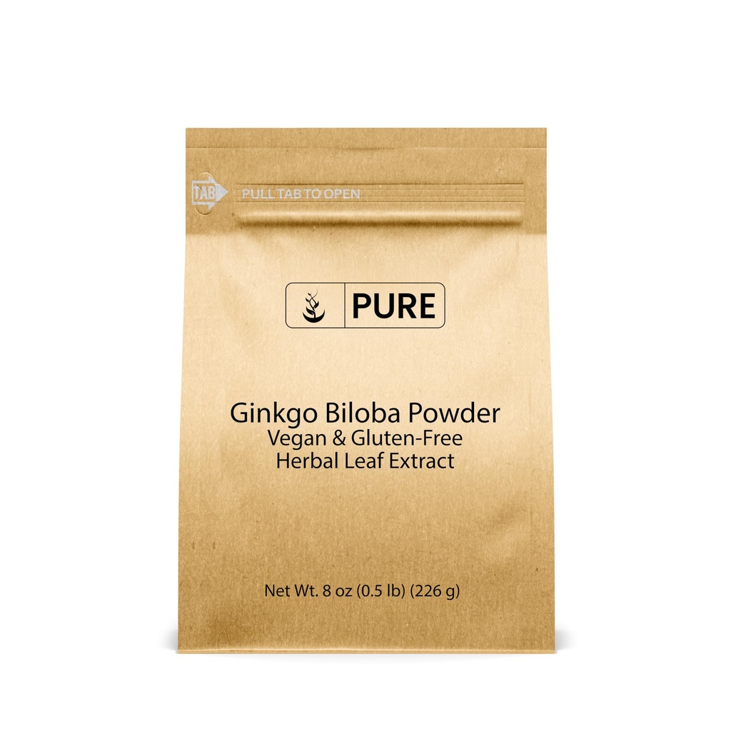 Puhas originaalkoostisosad Ginkgo Biloba pulber (8 oz) Alati puhas, ei täiteaineid ega lisaaineid, Lab kontrollitud