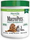 MacroLife Naturals MacroPets Greens Superfood Supplement Powder Topper for Dog Cat Small Imetaja, Natural Nutrition Boost Probiootikumid Seedeensüümid E-vitamiin - Immuunsoole tervis & energia - 6,35oz