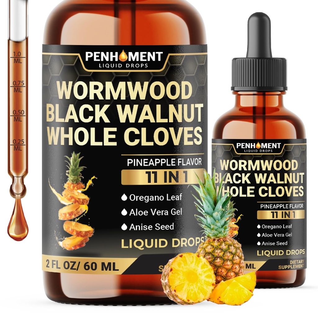 11in1 2100mg Black Walnut Wormwood Cloves Tinture, Oregano & 7 More - Wormwood Vedel tilgad - Ananassimaitse - 2 FL OZ - 60 päeva pakkumine