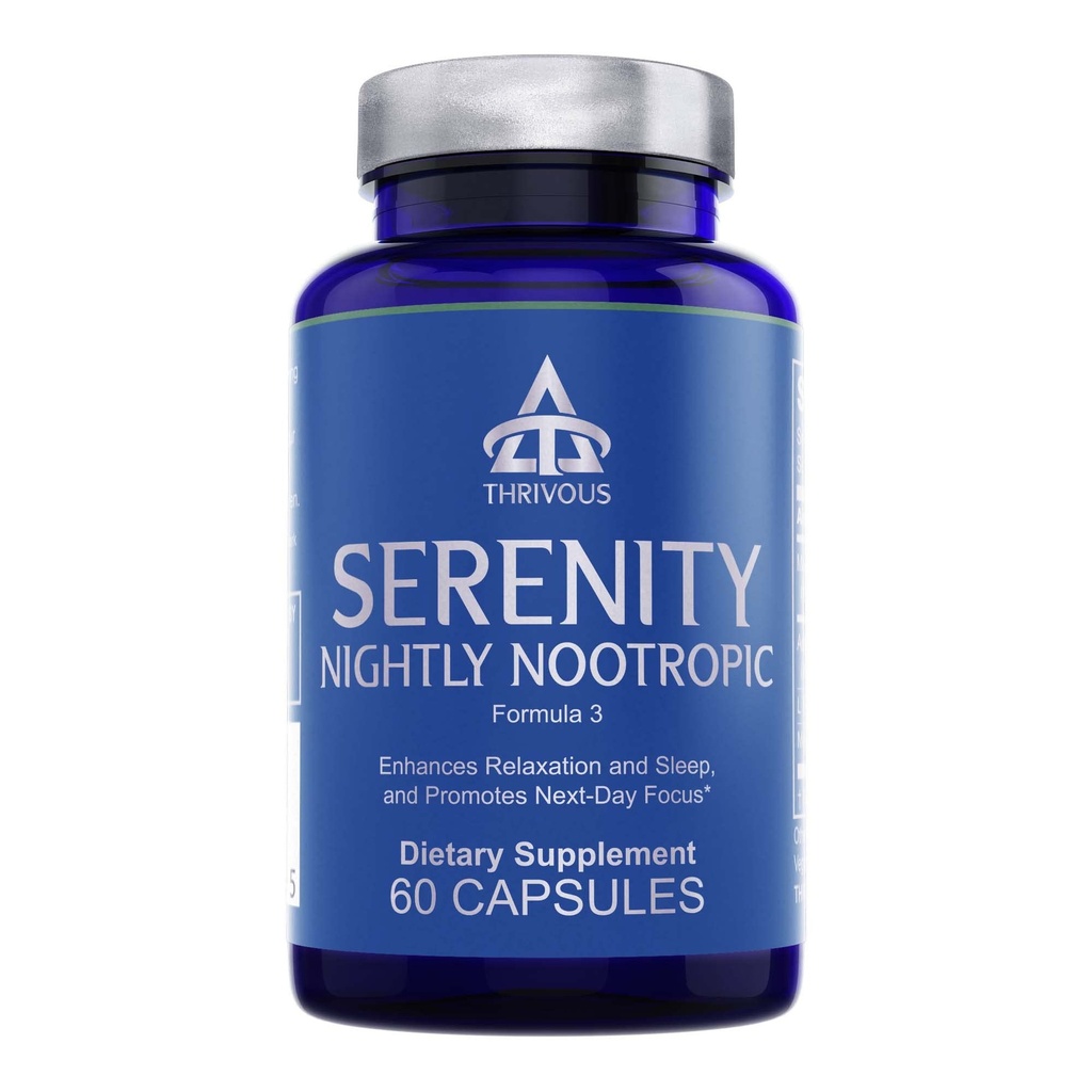 Hea Serenity Nightly Nootropic - Sleep & Lõõgastav valem KSM-66 Ashwagandha, L-Theanine, Magneesium Glütsinaat & Melatoniin - 60 Vegan Kapslit