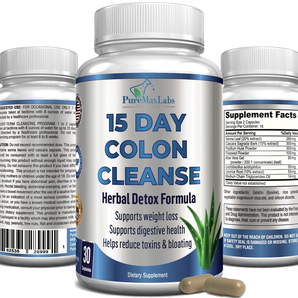 YUMMYVITE 15-päevane Colon Cleanse ja Detox, Herbal Detox valem, toetab kehakaalu langust, kõhukinnisuse leevendamist - suurendab energiat. Manustamistoksiinid, looduslik ohutu värvipuhastaja meestele ja naistele - 30 kapslit