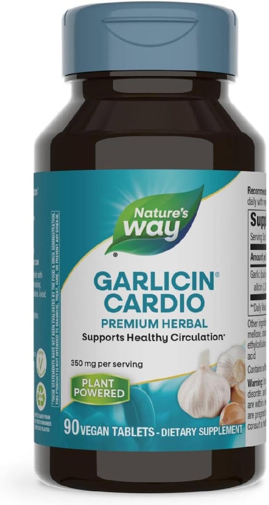 Nature's Way küüslauk Kardio Premium Taimse tervisliku ringluse tugi * 350 mg serveeritava 90 tableti kohta