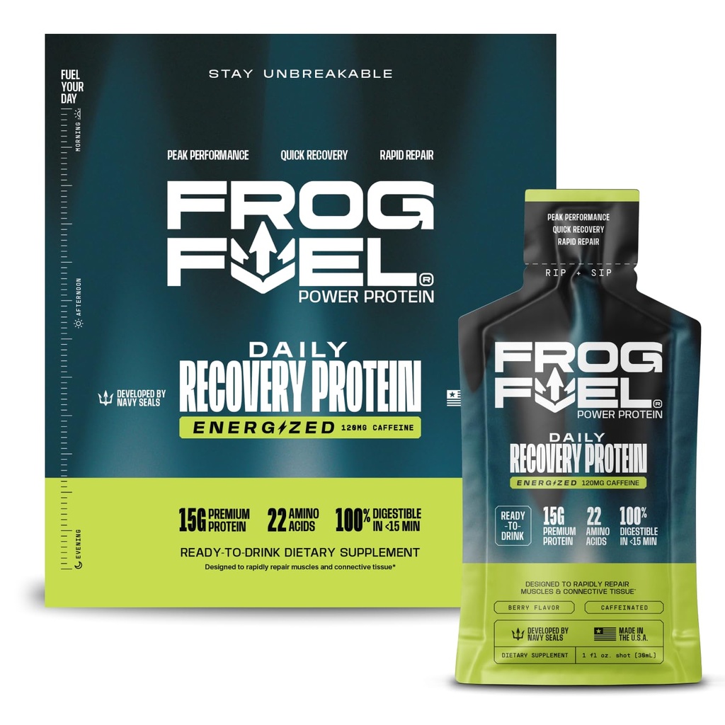 Konn Kütuseenergia Energiaga Energiatustatud Valk Shot, 15 g valku Nano-Hydrolyzed Grass Fed Collagen, 120mg Kofeiin, Rasv ja Suhkruvaba, 22 Aminohapped, 0 Carbs, Berry, 1 oz Packets, 24 Pack