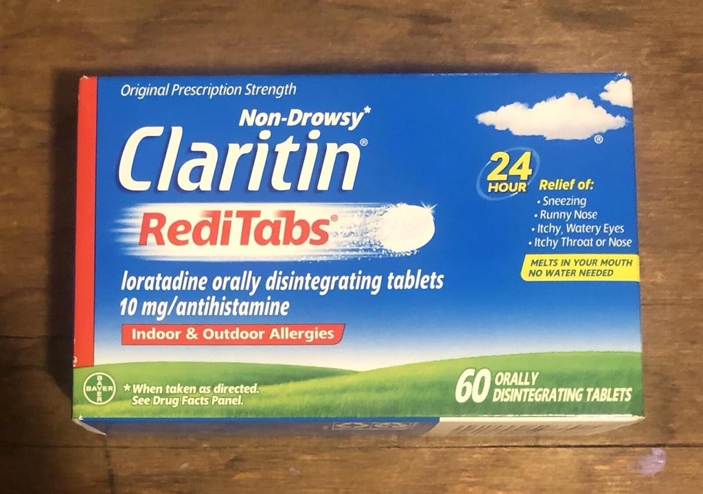 Claritin RediTabs 24-tunnine allergiameditsiin, mitteuimastav allergia leevendamine, loratadiin Antihistamiini tabletid, 60