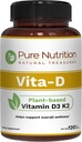 Puhas toitumine Vita D3 K2 - Taimne Vitamiin D3 K2 Lisa | 120 Tabs  Vitamin Vitamiin D3 6000 RÜ | Vitamiin K2 kui MK7 100mcg | Vitamiin K2 D3 | Mitte-GMO |