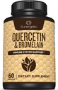 Sunergetic Premium Quercetin & Bromelain Supplement – võimas Quercetin Bromelain Complex, mis aitab toetada immuunsüsteemi ja hooajalist tuge – Quercetin 1000mg per Serving – 60 kapslit
