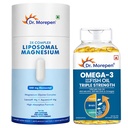 Dr. Morepen Omega-3 Fish Oil 1250mg (60 Softgels) + 3X Complex Liposomal Magnesium 440mg with Vitamin D2, K2-7, B6 & B12 (60 Capsules) | Heart, Joint, Sleep & Muscle Support Bundle
