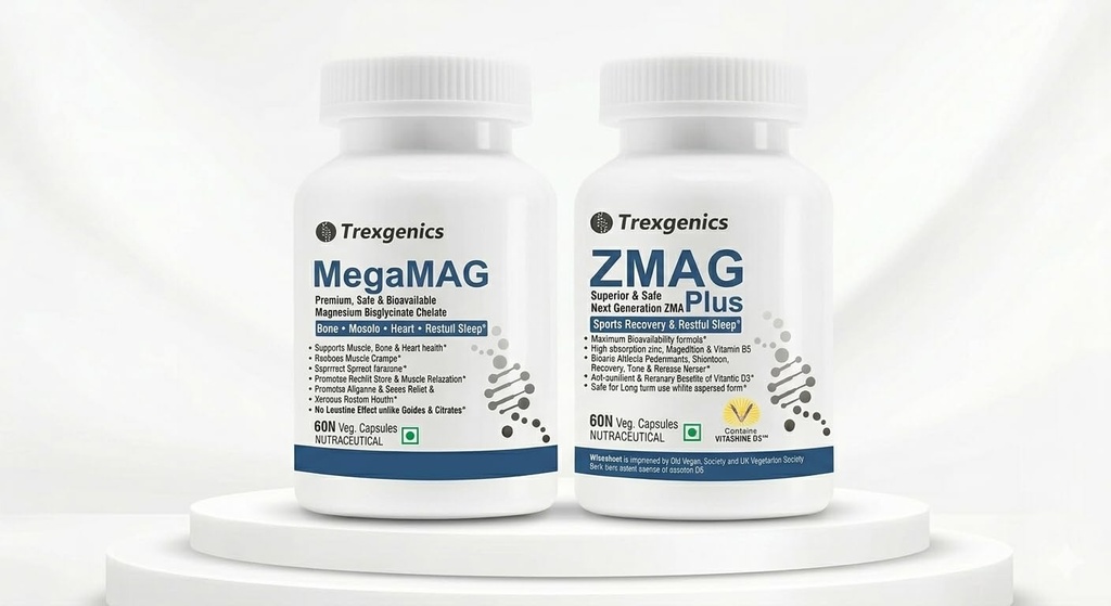 Trexgenics Magnesiuum Bisglycinate Megamag and ZMAG Plus Zinc Magnesium Bisglycinate P5P D3 Recovery, Sleep, Immunity, Heart Health