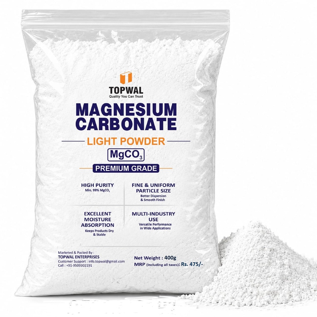 Magnesium Carbonate Light (MgCO₃) Powder, 400g