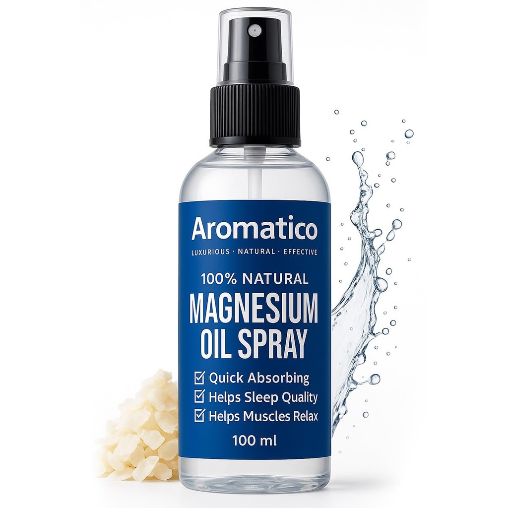 AROMATICO Magnesium Oil Spray. Extra Strength, Quick Absorbing Topical Magnesium supplement. Relieves Muscles & Joints, Promotes Better Sleep -100ml