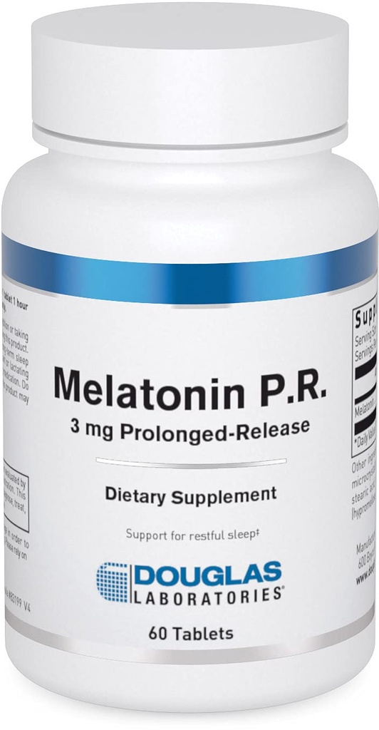 Douglas Laboratories Melatoniini pikendatud vabanemine - 3 mg melatoniin - unetoetus - hormoonide tasakaalu, lõõgastuse, antioksüdantide ja immuunsüsteemi jaoks * - 60 tabletti