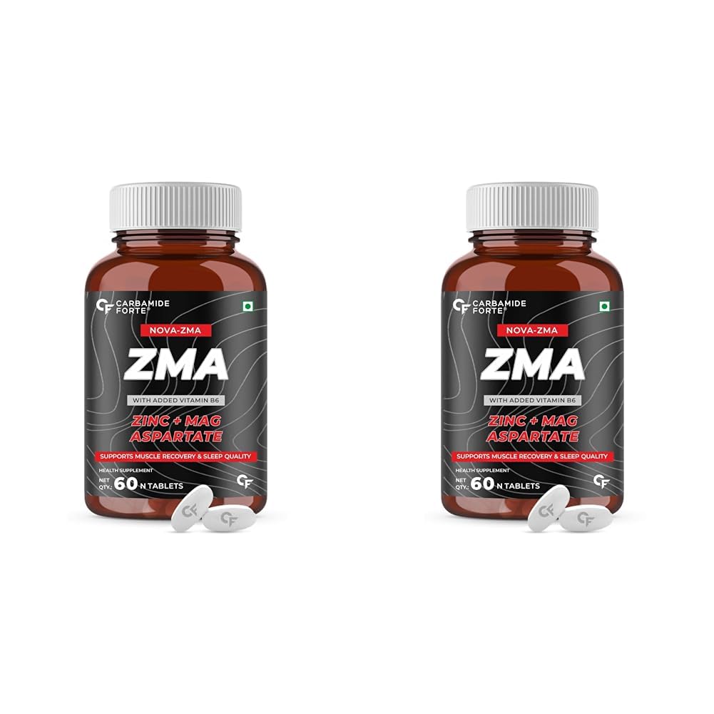 Carbamide Forte ZMA Supplements for Men & Women - Zinc, Magnesium Aspartate & Vitamin B6 - Nighttime Muscle Recovery Supplements for Muscle Strength - 60 Veg Tablets 60 Count (Pack of 2)