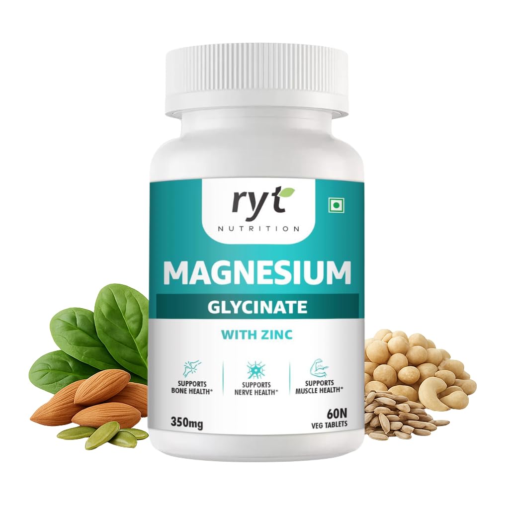 Magnesium Glycinate with Zinc, 350mg, 60 Vegetarian Tablets, Supports Bone, Nerve and Muscle Health