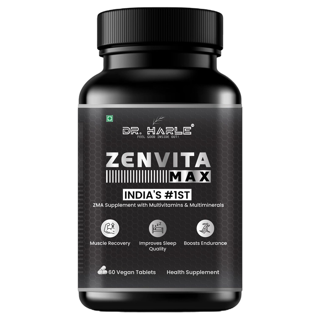 ZenVita Max ZMA Supplement Tablets with Zinc 17mg, Magnesium 370mg & Vitamin B6, for Sleep Support, Muscle Recovery, Stress Support | 60 Vegan Tablets