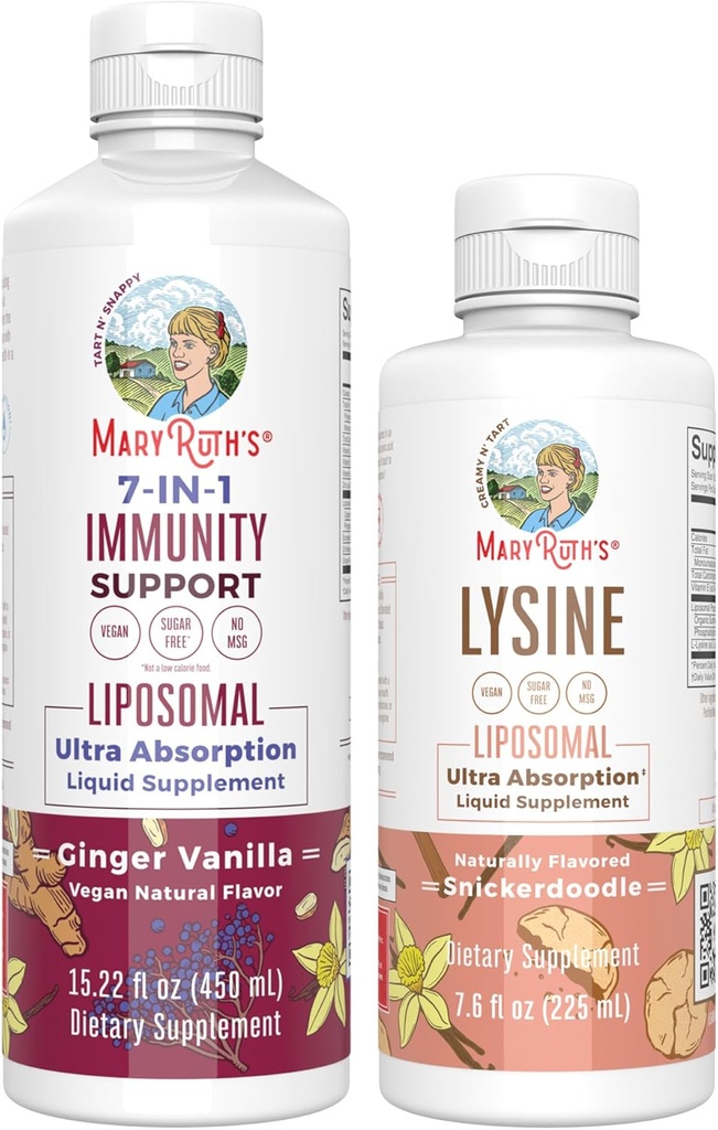 MaryRuth Organics Lüsiin Liposomal (Snickerdoodle) & Immunity (Ginger Vanilla) | Clean Label Project Verified® | Vitamins for Immune Support & Beauty | Vegan, Non-GMO, Gluteenivaba