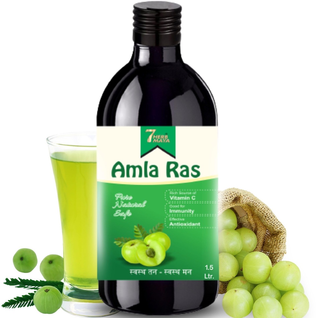 7HerbMaya Amla Juice | Cold-Pressed from Fresh Wild Amlas | Naturally Tart & Raw | No Added Sugar | Preservative-Free | Source of Vitamin C | For Clean Daily Wellness (1.5 Litre)