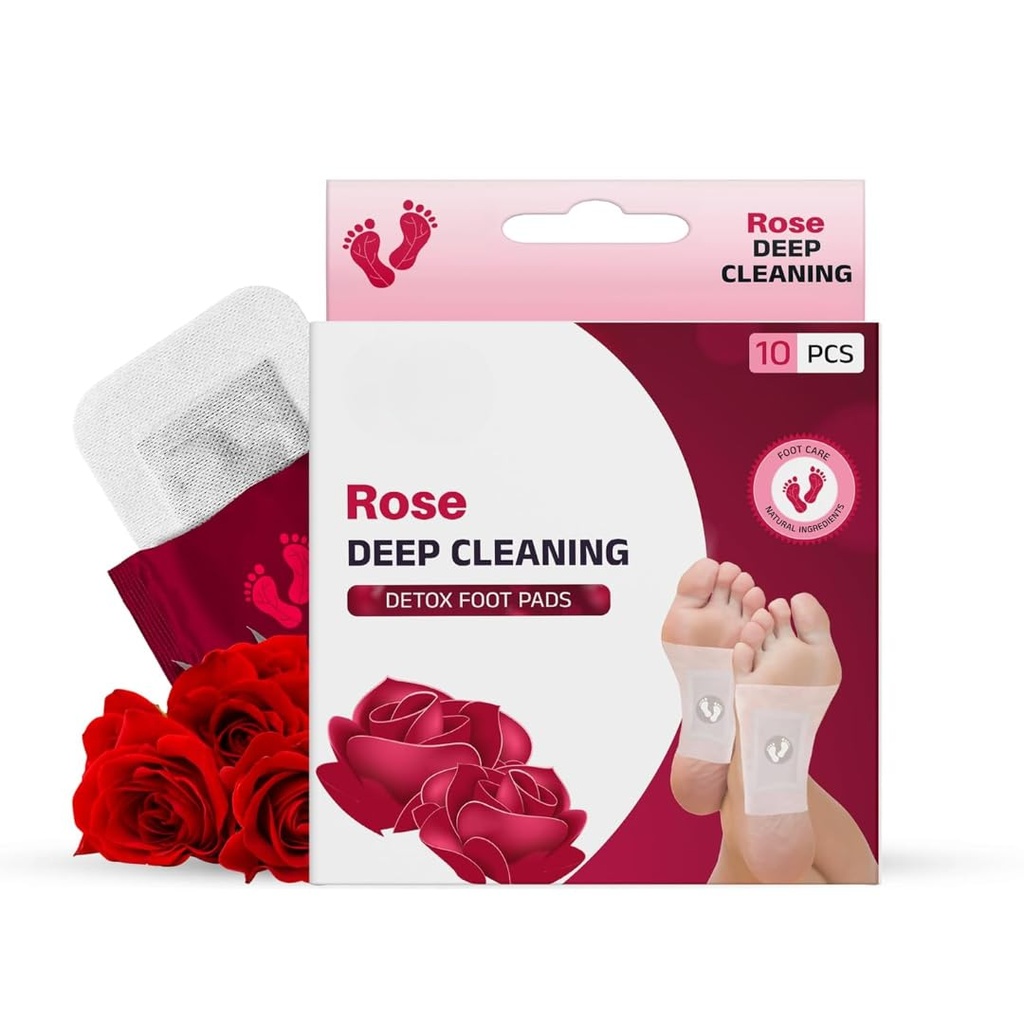 Rose Deep Cleaning Detox Foot Pads, Rose Scented, 10 Pack, Natural Ingredients for Feet Care and Cleansing (Pack of 1)