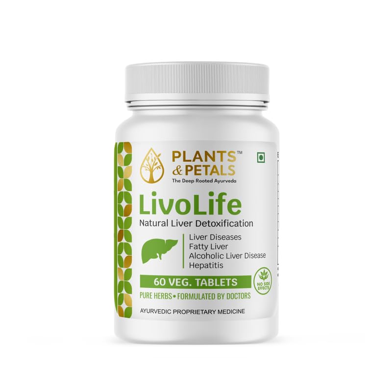 PLANTS & PETALS THE DEEP ROOTED AYURVEDA LivoLife Tablet | Ayurvedic Liver Health Supplement | Herbal Liver Detox & Support | Helps Improve Digestion & Metabolism | 60 Tablets