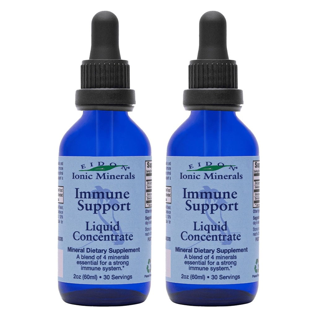Eidon Ionic Minerals Immune Support Supplement Vedelik kontsentraat - Mineraaltilgad tsingi, Seleeni, Tugi ja säilitada immuunsüsteemi, biosaadav, ei säilitusaineid - 2 oz (pakk 2)