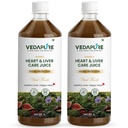 VEDAPURE Heart & Liver Care Juice 1000ml | Ayurvedic Liver Detox & Heart Health Juice | Herbal Liver Cleanse with Kasni, Revand Chini, Anjeer & Fennel | No Added Sugar | GMP Certified (Pack of 2)