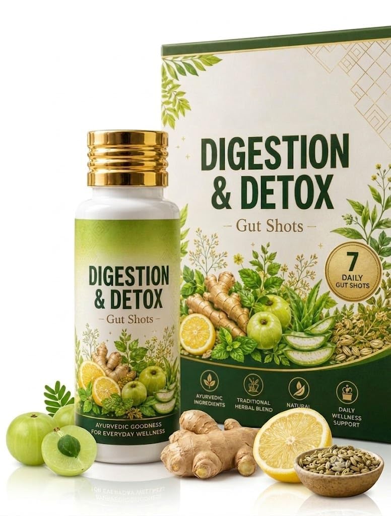 Digestion Detox Gut Shot | Herbal Daily Wellness Liquid | Botanical Digestive Wellness Drink | Easy-to-Drink Gut Health Support Formula | Daily Wellness Beverage