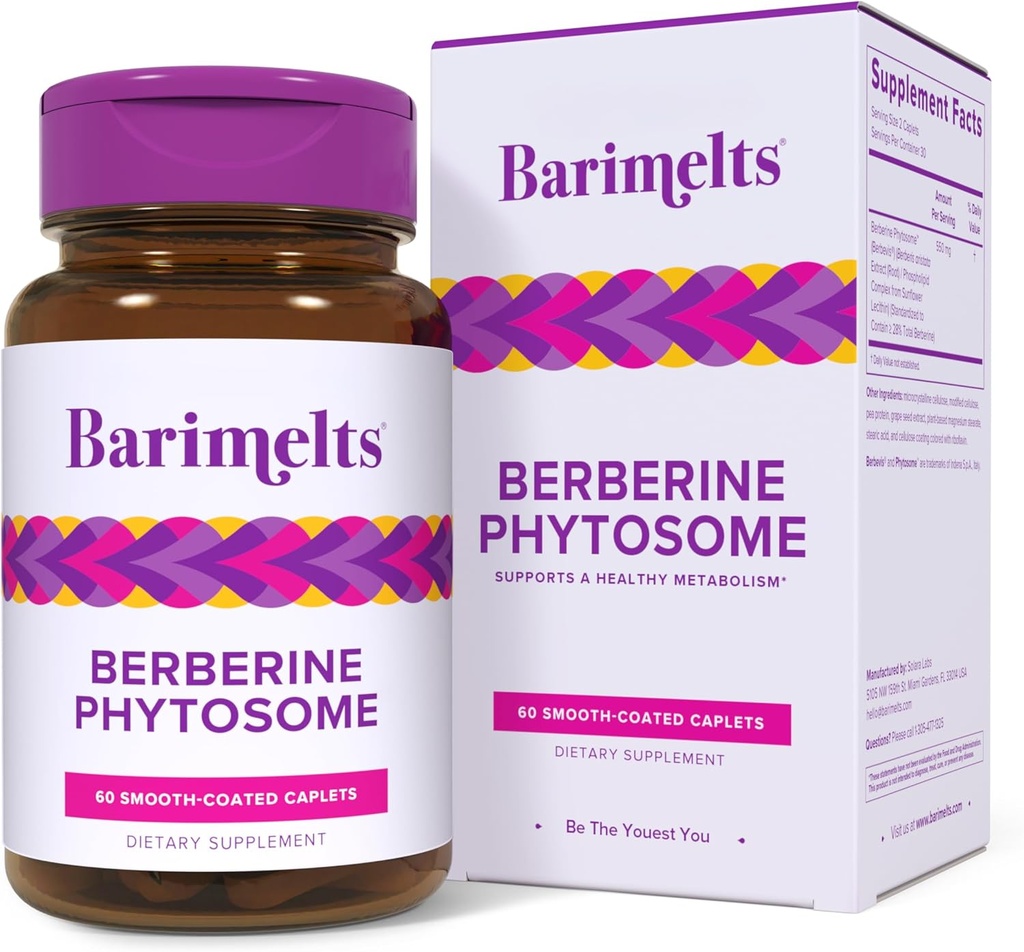 Barimelts Berberine Phytosome 550mg GLP-1 kasutajatele ja bariaatrilistele patsientidele - Ainevahetustoetus - 60 sujuvalt kaetud kapslit (1-kuuline pakkumine)