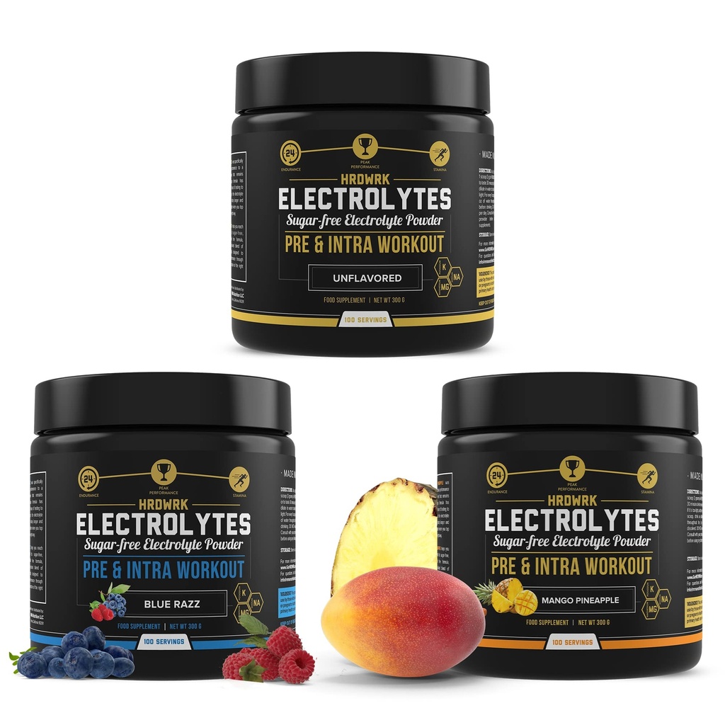 MMA Nutrition HRDWRK - 100 serveerimist Keto elektrolüüdid Pulberhüdraat Suhkruvaba - elektrolüütide pulber vastupidavuse suurendamiseks ja väsimuse vähendamiseks elektrolüütide lisakomplektiga 3