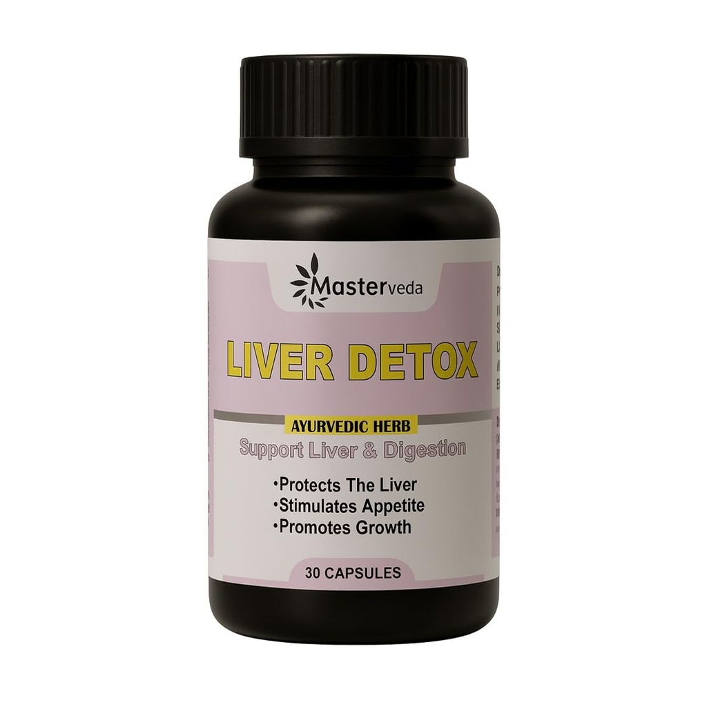 Master Veda Herbal Liver Detox Supplement | Ayurvedic Liver Cleanse Formula for Detoxification, Digestion & Metabolism Support (30 capsules)