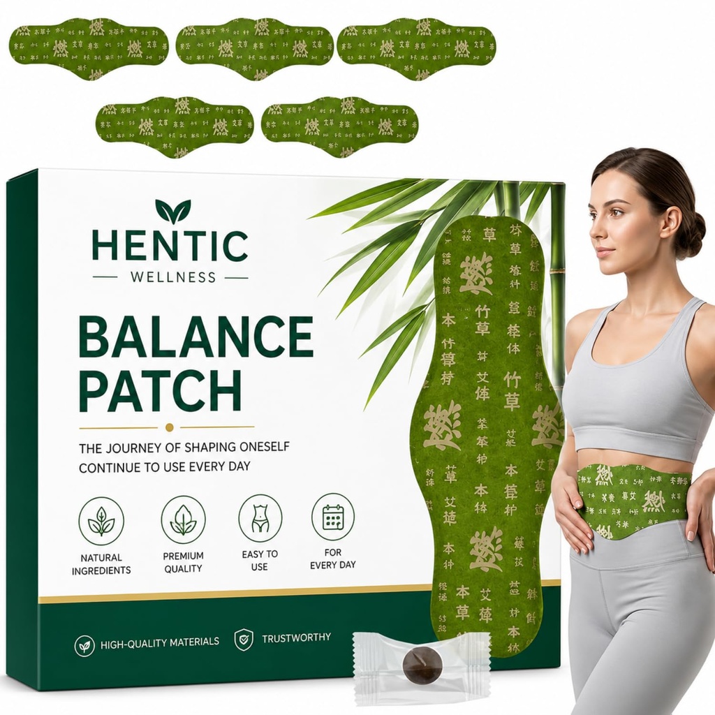 Herbal Balance Patch, Plant-Based Ingredients, Comfortable Adhesive Design, Balance Belly Button Patch Natural Detox & Slimming Waist Sticker Easy Topical Use (5pc in 1 Pack)