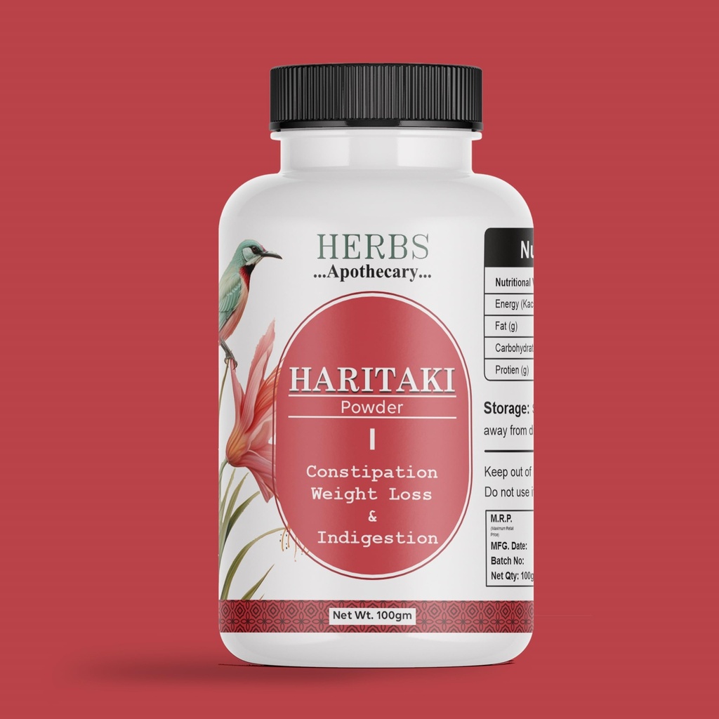 HERBS APOTHECARY – Haritaki Powder 100% Natural,Internal Cleanser and Detoxifier-100gm