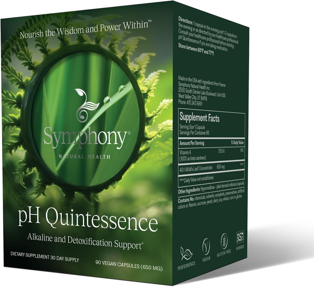 Natural Health International pH Quintessence - 40: 1 Alfalfa kontsentraat - 90 vegankapslit (30 päeva varu) - aluseline keha, tasakaal pH ja tugi Detox
