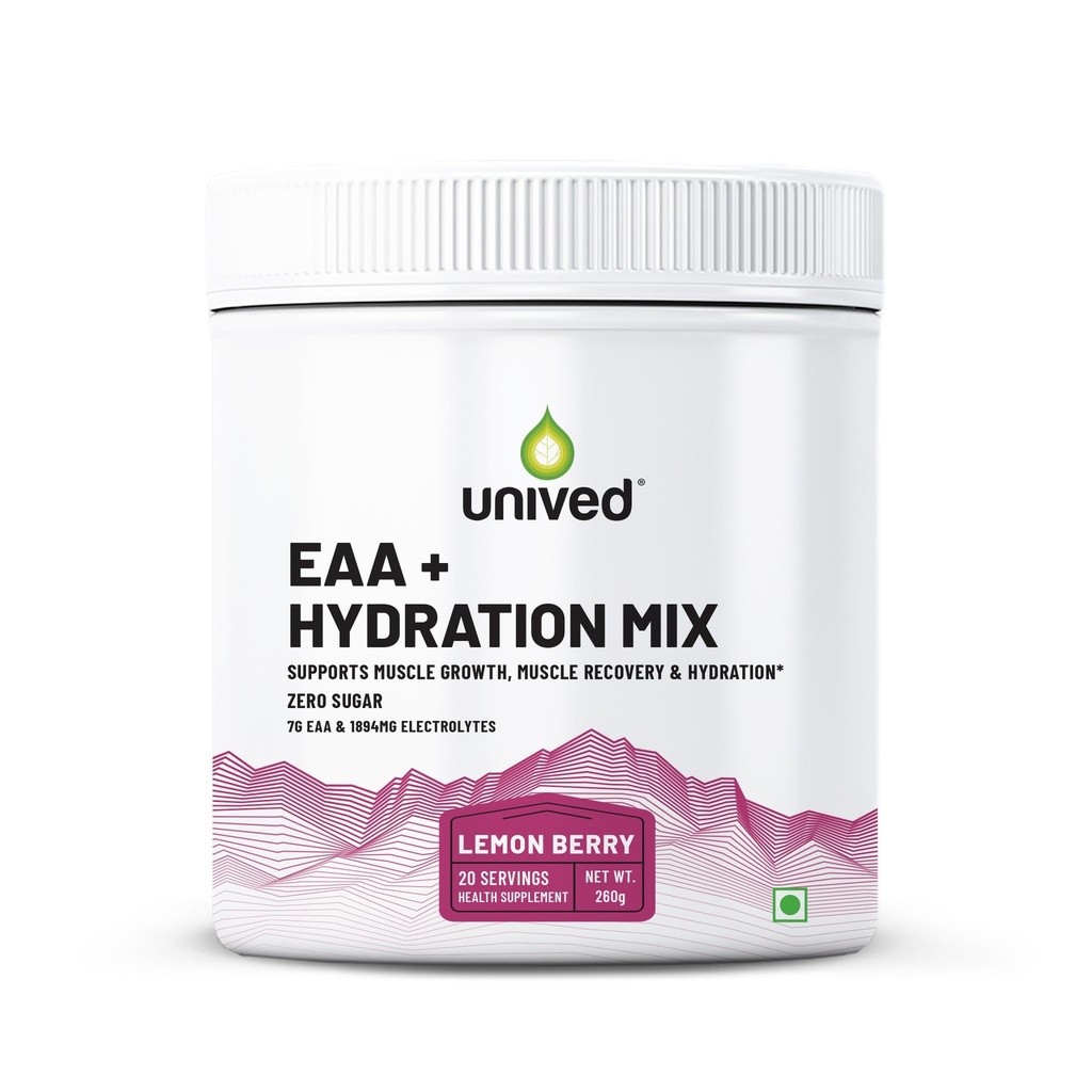 EAA + Hydration Mix | Essential Amino Acids (EAAs) + Electrolytes (Sodium, Potassium, Magnesium) | Supports Muscle Recovery, Hydration & Performance | 20 Servings (Lemon Berry)