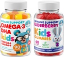 DR. MORITZ Cardio & Immune Boost Duo - Kids Omega 3 Gummies (90 Count) koos Elderberry Gummies lastele (60 Count)
