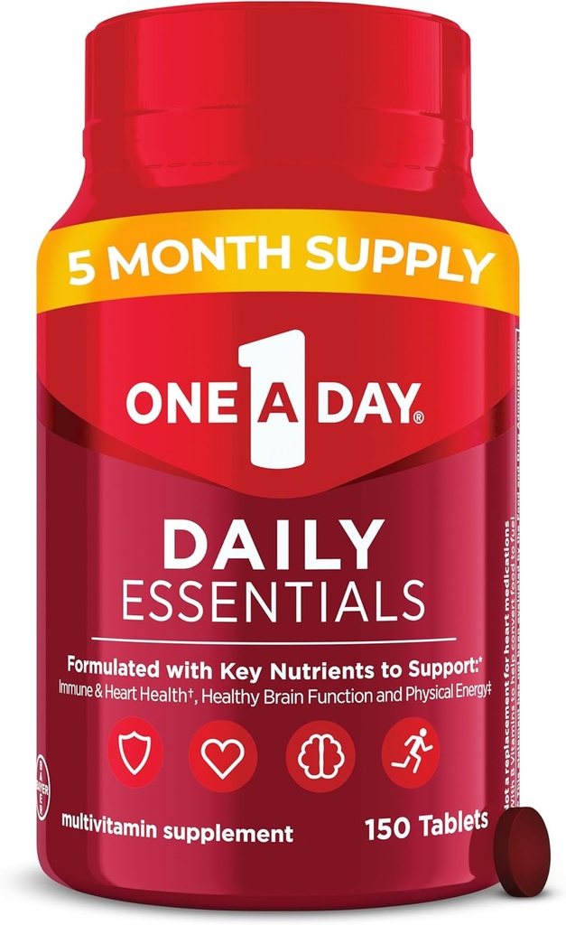 Üks päev päevas olulised, multivitamiini naistele ja meestele, toetab terve aju ja lihaste funktsiooni ja immuunsüsteemi tervist, täiskasvanute multivitamiini D-vitamiini, E-vitamiini ja B12-vitamiini, 150