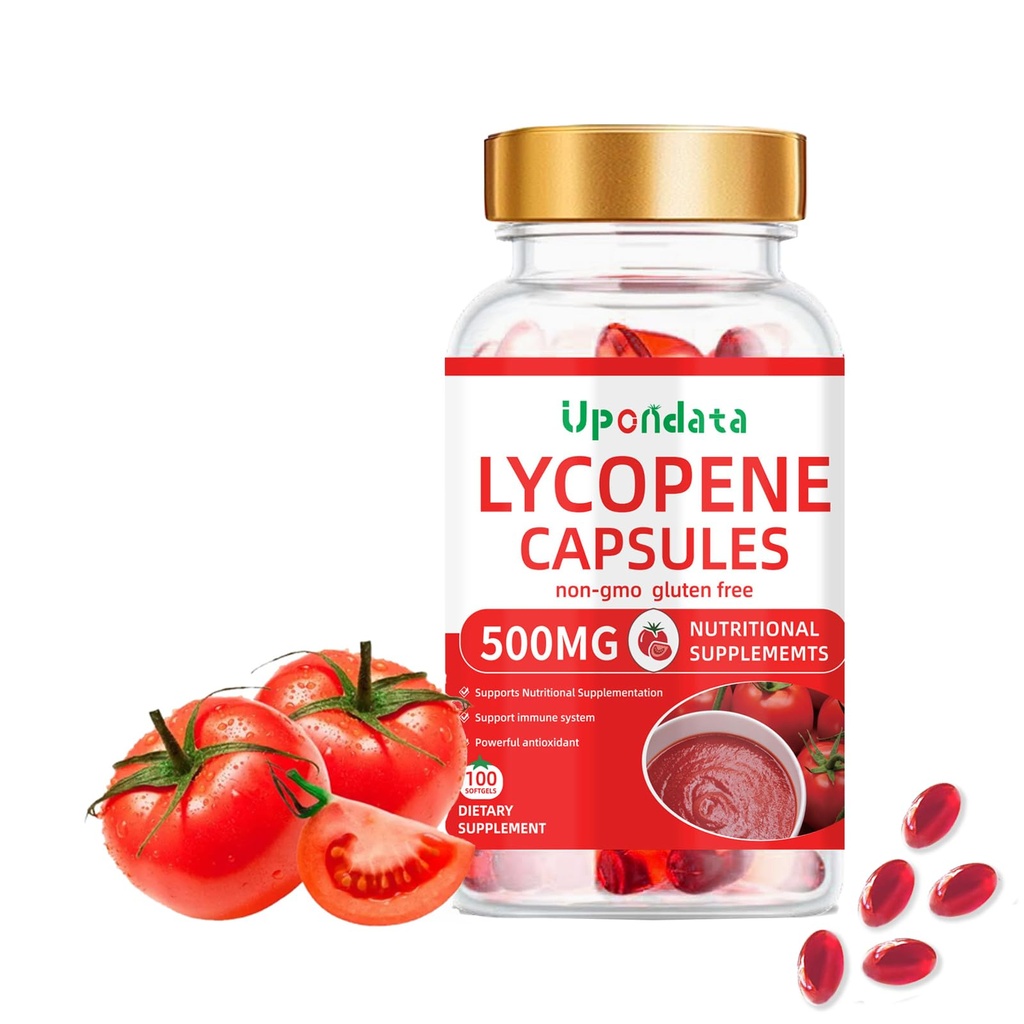 Lükopeenikapslid - 500mg /100 Softgels Natural Tomato Extract Organic Complex Formula Supplement - Gluteenivaba, Non-GMO (1 Pack)