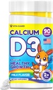 Kaltsium D3 närimistabletid lastele - 640 mg kaltsiumi ja 320 IU D3-vitamiini - mitte-GMO, piima maitse - luude ja hammaste tugilisa - 90 tabletti vanuses 2+
