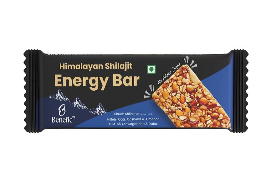 Benefic Himalayan Shilajit Energy Bar 30g each, Pack of 4 (120g) | No Added Sugar