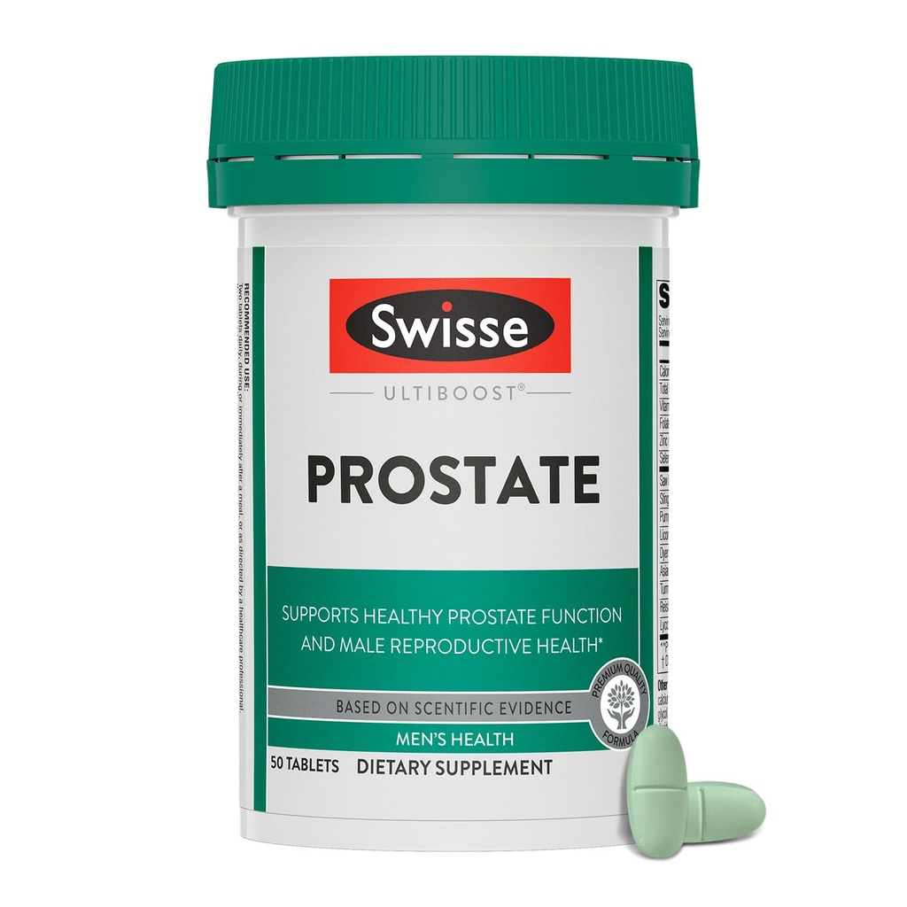 Swisse Saw Palmetto eesnäärme lisand meestele | Reproduktiivtervise ja eesnäärme tugi tsingi, seleeni ja nõeltega | 50 tabletti