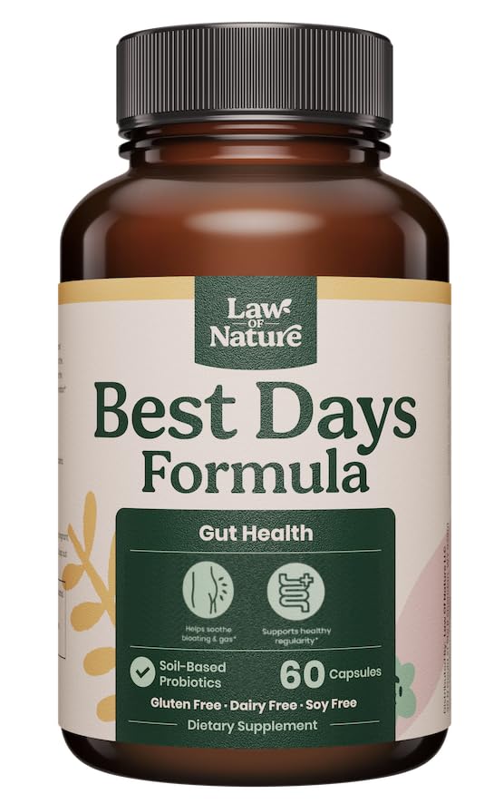Parimate päevade valem | Täiustatud 5-in-1 soolestiku toetus puhumiseks, gaasi ja eeskirjade eiramiseks | Mullapõhised probiootikumid + prebiootikumid, L-glutamiin, Aloe Vera & More | 60 kapslit