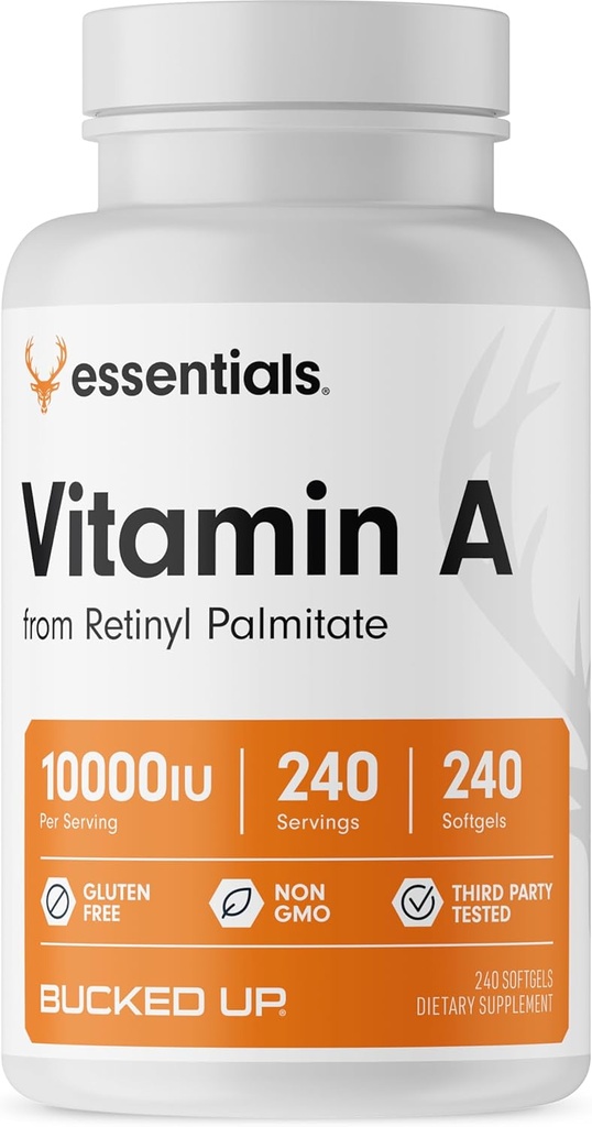 Lisatud vitamiin A 10000 IU ühe serveerimise kohta, olulised (240 serveerimist, 240 softgeeli)