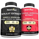 Nutrivein Premium Shilajit kapslid ja Fadogia Agrestis Supplement Bundle: Võimas Shilajit naistele ja meestele + Fadogia Agrestis koos Tongkat Ali täiendusega jõudluse, vastupidavuse ja vitaalsuse jaoks