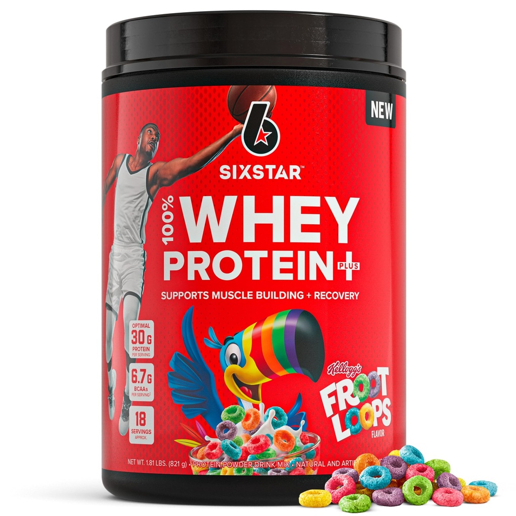 Six Star Whey Protein Powder Plus - lihaste ehitamine ja taastamine valem vadaku isolaatpulbriga, BCAA-d, 30 g valku, immuunsustuge - pärast treeningut täiendada - Kelloggi juured Maitse, 1,8 naela