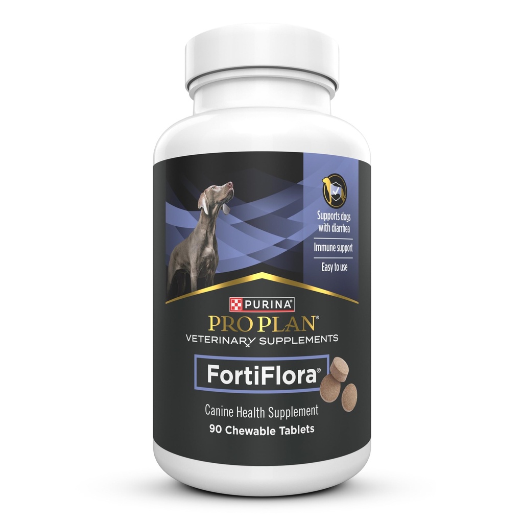 Purina Pro Plan Veterinaaria täiendused FortiFlora probiootikumid koertele näritavad tabletid seedetrakti tervise ja kõhulahtisuse jaoks - 90 ct. kanister