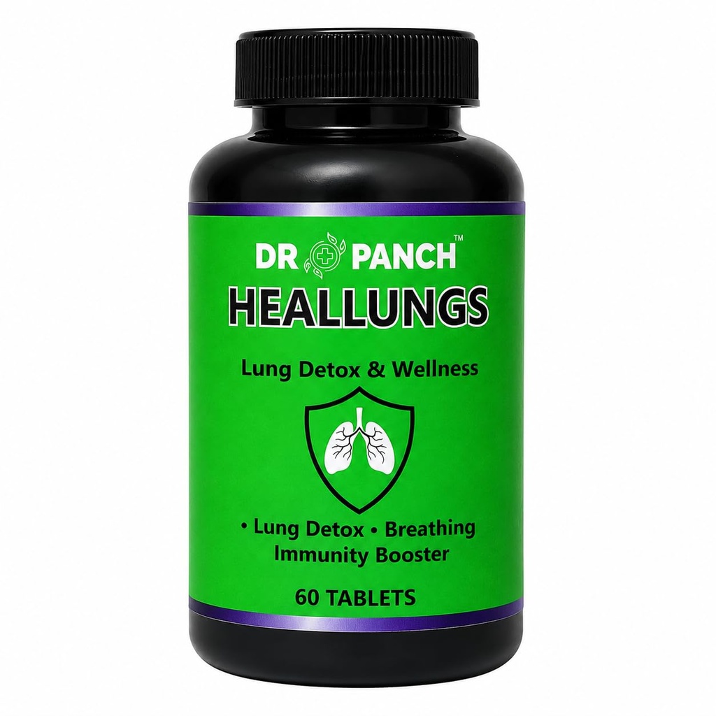 Heallungs 60 Tablets | Ayurvedic Lung Detox & Breathing Support Tablets | Vasa, Mulethi, Sitopaladi, Giloy & Haldi | Lung Cleanse, Immunity & Wellness