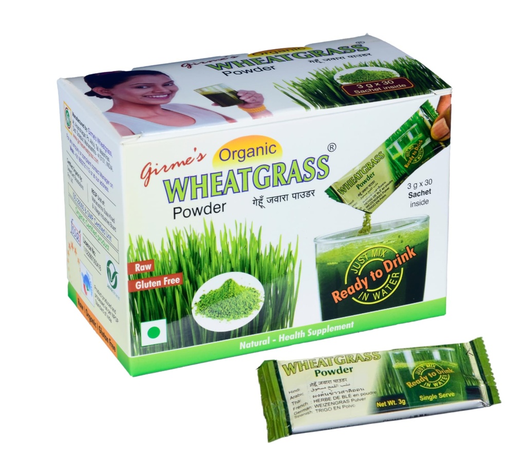 Girme's Organic Wheatgrass Powder - 3g x 30 Sachets Pack
