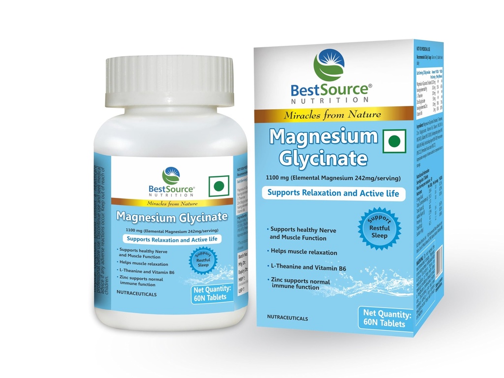 BestSource Magnesium Glycinate for Sleep, Calmness & Muscle Relax,60 Tabs