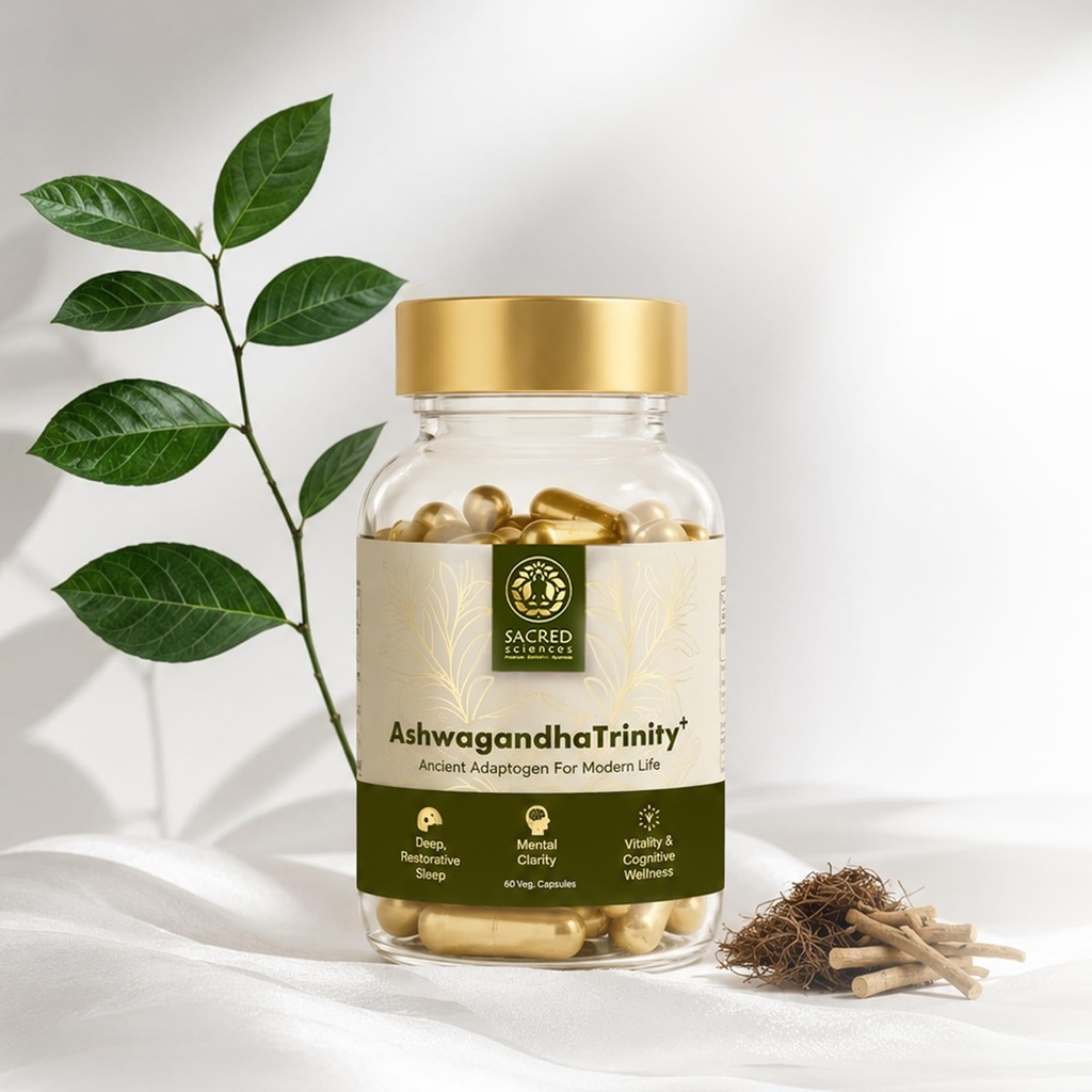 AshwagandhaTrinity+™ | Premium 5-herb Ayurvedic Supplement | Not just Ashwagandha: Also Contains Mandukparni, Shankhpushpi, Jatamansi & Marich | Deep & Restorative Sleep, Mental Clarity, Vitality & Cognitive Wellness | | 60 Vegetarian Capsules | Ayush Premium