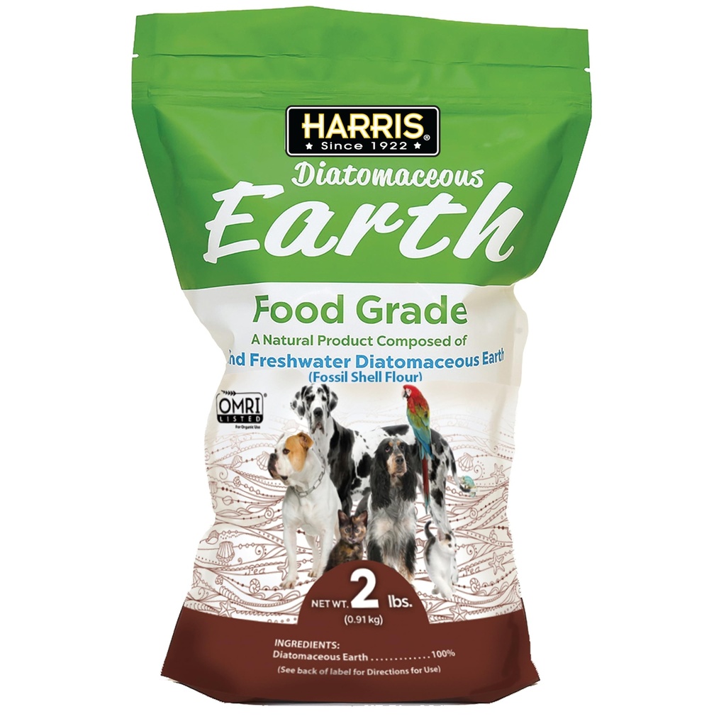 Harris Food Grade Diatomaceous Earth lemmikloomadele, kassidele, koertele, hobustele ja lemmikloomadele, sertifitseeritud orgaaniliseks kasutamiseks, 2 LB kott